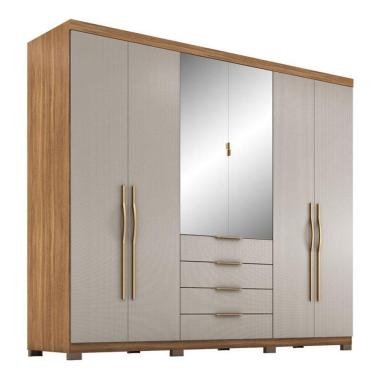 Imagem de Guarda Roupa Casal Giardino 6 Portas Amêndola Nude Prime Tx Com Espelho E Pés - Demóbile
