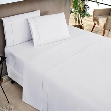 Imagem de Jogo De Lençol Solteiro 180 Fios 3 Peças Elegance - Branco