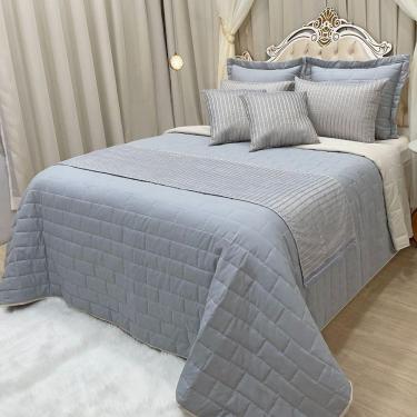 Imagem de Cobre Leito Queen Picasso Dupla Face Com Almofadas E Xale 10 Peças - Prata