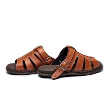 Imagem de Sandália de couro masculina Whisky couro - Odair shoes, Whisky, 38
