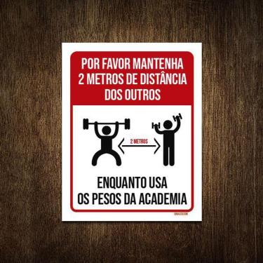 Imagem de Placa Distanciamento Social Academia Use Pesos 36X46