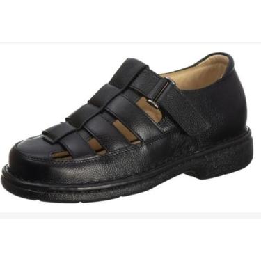 Imagem de Sandália Masculina Em Couro Legitimo Comfort Ranster Macia Leve, Preto