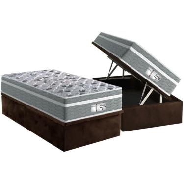 Imagem de Cama Box Baú Solteiro: Colchão Molas Ensacadas Probel Prodormir Evolution + Base Crc Suede Brown