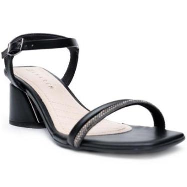 Imagem de Sandália Ramarim Tira Strass Salto Bloco Feminina - Preto - 40-Feminino
