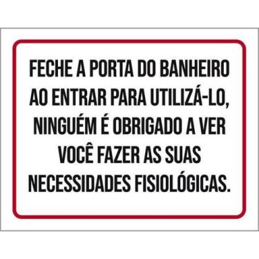 Imagem de Kit 5 Placas Sinalização Fecha A Porta Do Banheiro Ao Entrar - Sinaliz