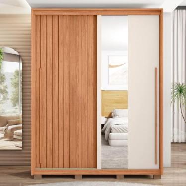 Imagem de Guarda Roupa Solteiro Polaris Ripado com 2 Portas de Correr com Espelh