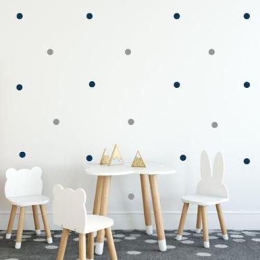 Imagem de Adesivo De Parede Bolinhas bolas decorativas 4cm Cinza claro E Azul ma