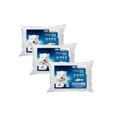 Imagem de Kit de 3 Travesseiros Frostygel Branco Fibras Siliconadas Lavável - Fi