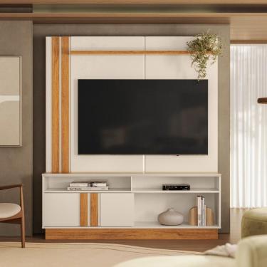 Imagem de Painel De Tv Com Rack De 1 Porta E Nichos Para Sala Off White