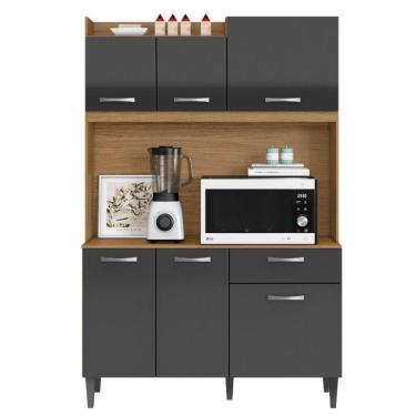 Imagem de Kit Cozinha Compacta 6 Portas Berlim 120 Cm Atacama Grafite Armoveis Atacama Grafite
