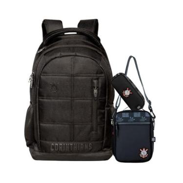 Imagem de Kit Corinthians Mochila Esportiva + Lancheira + Estojo Duplo