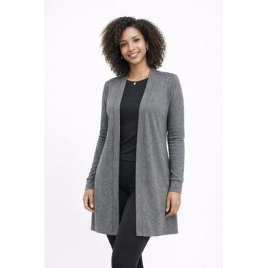 Imagem de Cardigan (Kimono) Visco Slim Melange Cor:GrafiteTamanho:M - Flor de Pa