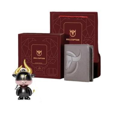 Imagem de Carteira Masculina RFID BULLCAPTAIN Em Couro Genuíno Com Grande Logoti