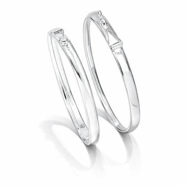 Imagem de 2 Bracelete Pulseira Prata Largo Grosso Lisa Elegante Moda - Lojas La&