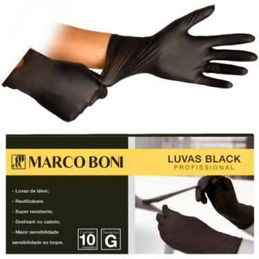 Imagem de Luva Preta Marco Boni Látex Reutilizável P M G Caixa 10 Unid, G, Preto
