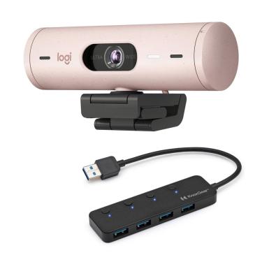 Imagem de Webcam Logitech Brio 500 Rosa 1080p HD con Hub USB