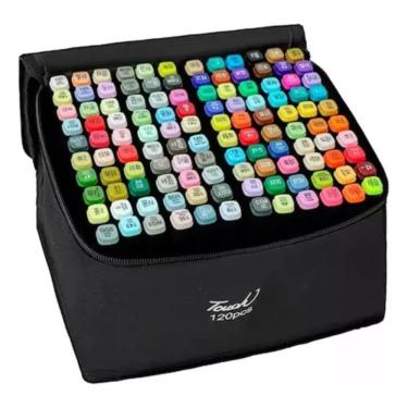 Imagem de Kit 120 Cores Canetinhas Touch Com Ponta Dupla	