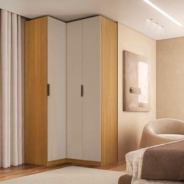 Imagem de Módulo de Canto Reto 3 Portas 100% Mdf Altezza Clean Freijó/Off White