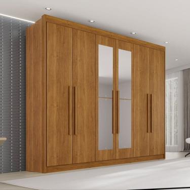 Imagem de Guarda Roupa Casal com Espelho 6 Portas 6 Gavetas 100% Mdf Itália Plus Cinamomo