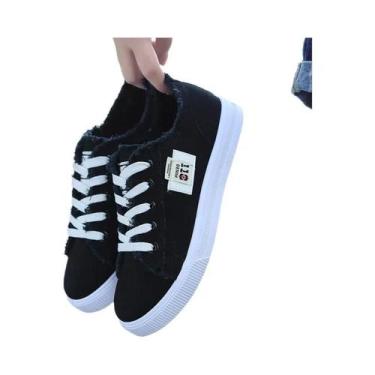 Imagem de Tênis Femininos Brancos De Lona Versáteis, Confortáveis E Leves Para M