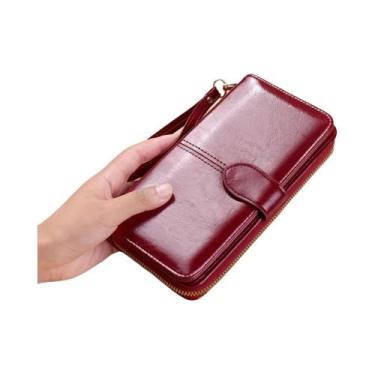 Imagem de Carteira Feminina De Couro Tipo Clutch, Porta Cartões E Moedas, Cartei