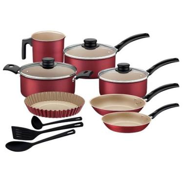 Imagem de Kit Cozinha Tramontina 10 Peças Turim em Alumínio Starflon Max Vermelh
