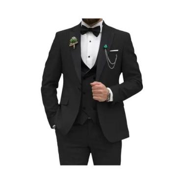 Imagem de Terno Slim Fit Rosa Vermelho 3 Peças Para Homens, Blazer De Botão Dupl