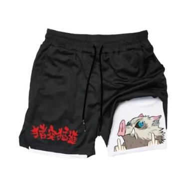 Imagem de Shorts Esportivos Masculinos 2 Em 1 Respiráveis De Camada Dupla Para C