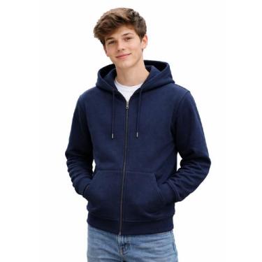 Imagem de Blusa De Moletom Jaqueta Zíper Capuz Masculina Juvenil Red Nose, Marin