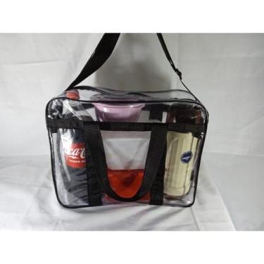 Imagem de Bolsa JUMBO Transparente  e PRETA 39x34 praia piscina viagem toda refo