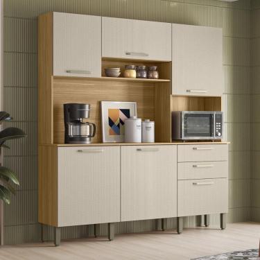 Imagem de Armário de Cozinha Compacta Italia Plus 6 Portas 2 Gavetas MDF 180cm Amadeirado Freijó...