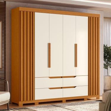 Imagem de Guarda Roupa Casal Doble 6 Portas de Bater 4 Gavetas MDP com Cabideiro e 10 Prateleiras...