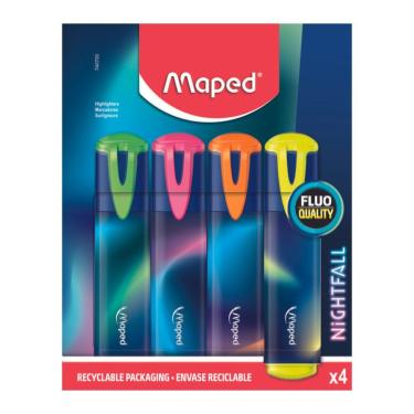 Imagem de Marca Texto Fluorescente Maped Nightfall com Cores Super Vibrantes Caixa com 4 Unidades...