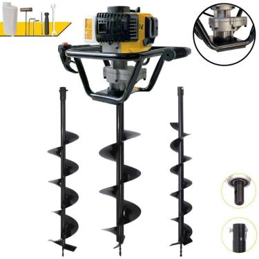 Imagem de Perfurador de Solo PSL517 à Gasolina 51,7CC 1,8HP com Brocas 80X20CM e 80X15CM Amarelo...