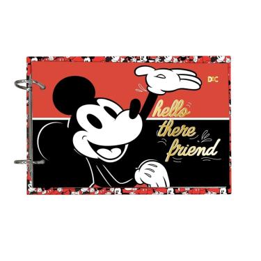 Imagem de Mini Fichário Argolado DAC Mickey com 80 Folhas Pautadas Formato 230X155MM para Uso Esc...