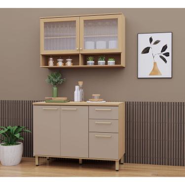 Imagem de Cozinha Compacta 100% Mdf 2 Pçs 120cm Duna Freijó-cinammon