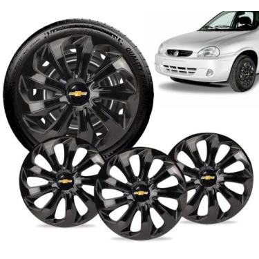 Imagem de Jogo 4 Calota Velox Aro 14 Preta Gm Corsa Celta Astra Prisma - Elitte