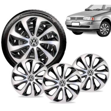 Imagem de Jogo 4 Calota 14 Velox Prata Preta Vw Gol G1 G2 G3 G4 G5 - Elitte