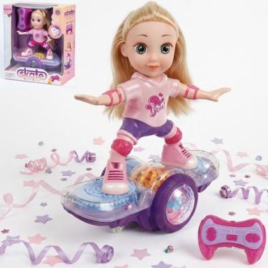 Imagem de Boneca Motorizada Skate Controle Remoto Menina Skatista Com Luz E Som 