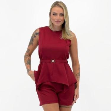 Imagem de Conjunto Analiss Shine Alfaiataria Blusa Regata com Shorts e Cinto Feminino-Feminino