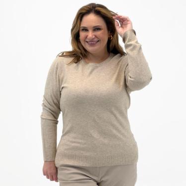 Imagem de Blusa City Lady Tricot Básica Plus Size Gola Redonda Feminina-Feminino