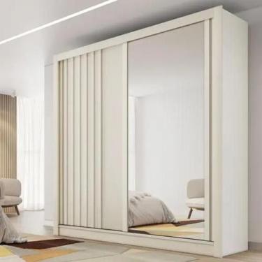 Imagem de Guarda Roupa Casal com Espelho 2 Portas de Correr 4 Gavetas Ripado Lug