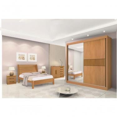 Imagem de Guarda Roupa Casal Com Espelho 2 Portas 6 Gavetas - Titanium Ripado-cinamomo- Móveis D'...