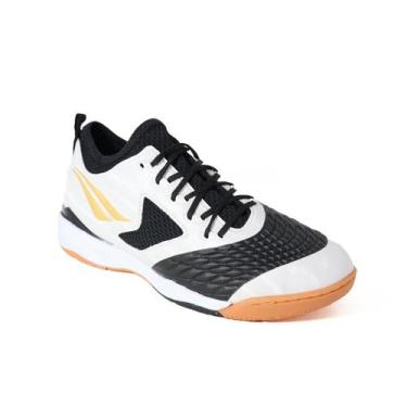 Imagem de Chuteira Penalty Max 1000 EcoKnit Futsal 124223, 40, Branco, Dourado, 