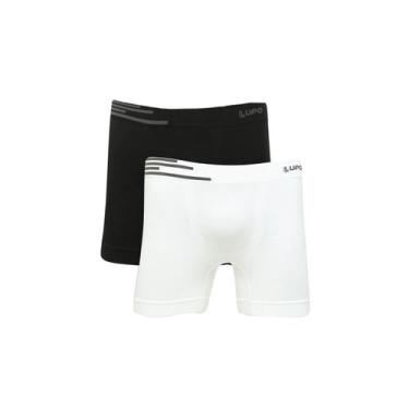 Imagem de Kit C/2 Cueca Boxer Microfibra Lupo 436 box sem costura, Preto, Branco