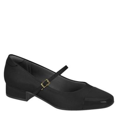 Imagem de Sapato Casual Feminino Salto Baixo Grosso Conforto Moleca, Preto, 35