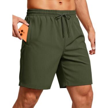 Imagem de Shorts masculinos MAGCOMSEN para corrida atlética Quick Dry Army Green