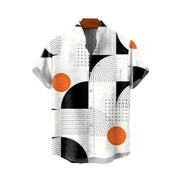 Imagem de Camisa Retro De Linho Masculina, Confortável E Fresca Para O Verão, Ma