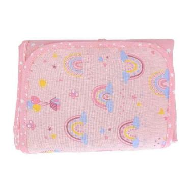 Imagem de Trocador Portátil Bublim Petit Arco Íris Rosa - 47 cm x 67 cm - INCOMF