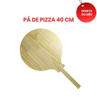 Imagem de Pá de Pizza de Madeira Natural 40cm e cabo dobrável com 70cm Forno, Pi